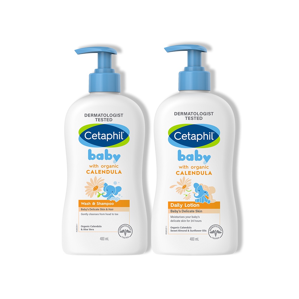 Combo sữa tắm gội cetaphil baby w&s with organic calendula 400ml+sữa dưỡng - ảnh sản phẩm 2