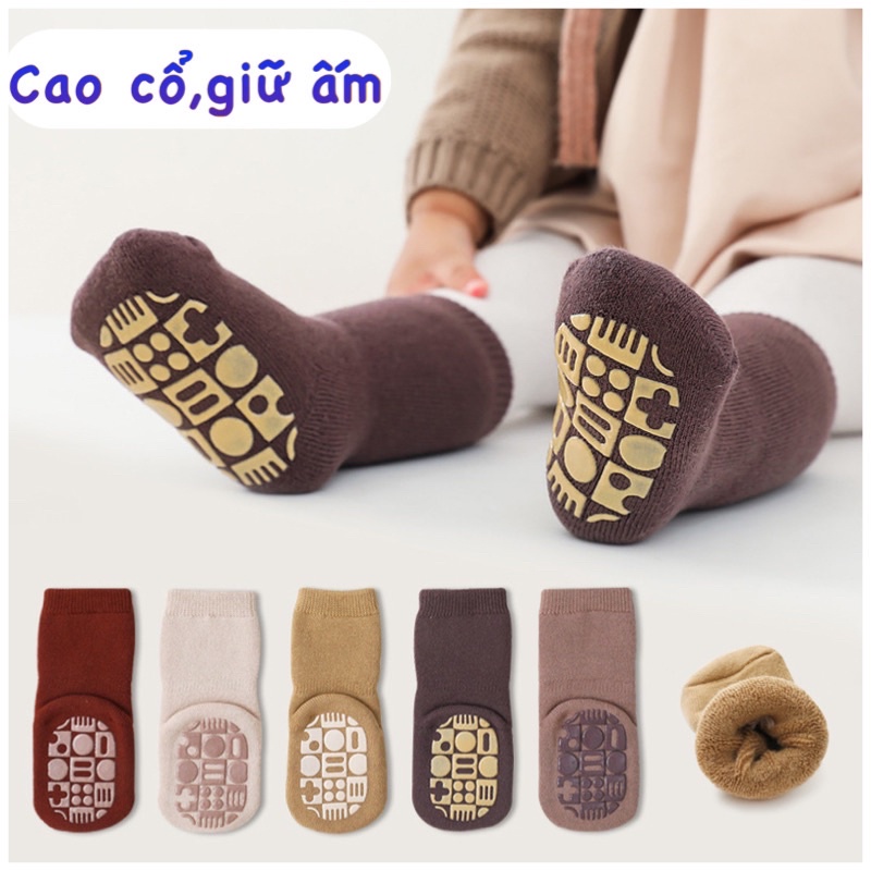 Nemo baby tất cho bé vớ cho bé loại dày len xù cao cổ chống trơn cực ấm - ảnh sản phẩm 8