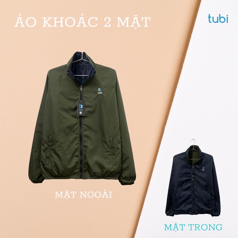 (Chống Nắng, 2 Mặt, 4túi) Áo khoác Tubi Màu Xanh Rêu - Xanh Đen
