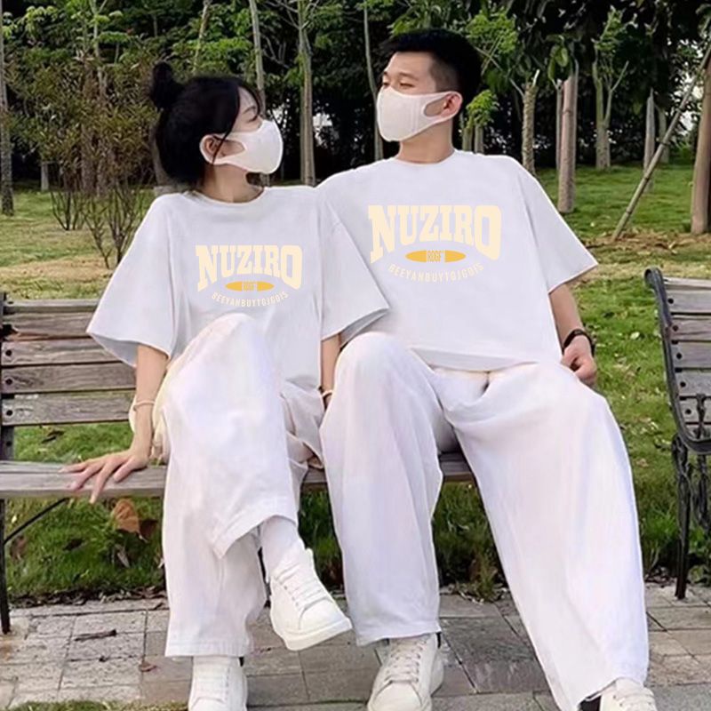 Áo thun IHKKE ngắn tay dáng rộng in họa tiết xinh xắn dành cho nữ