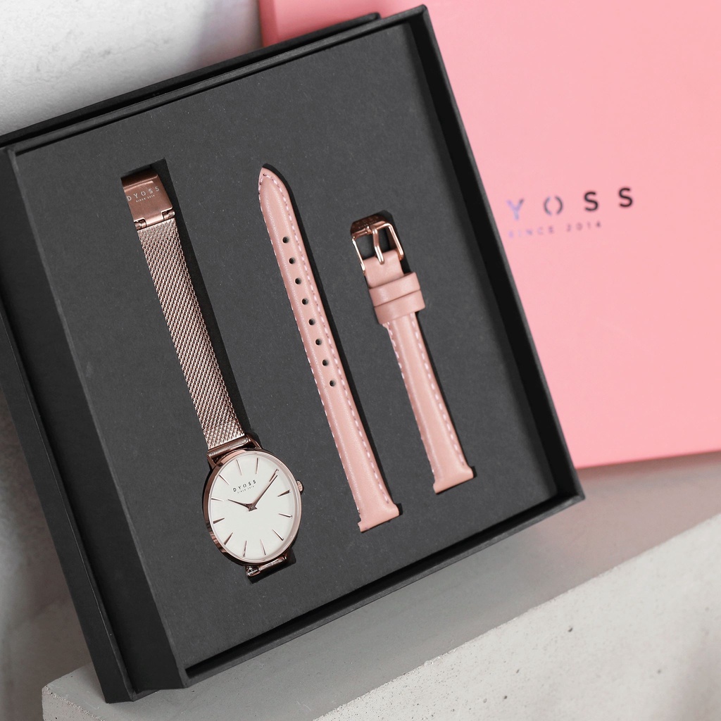 Combo hộp đồng hồ 2 dây nữ 32mm