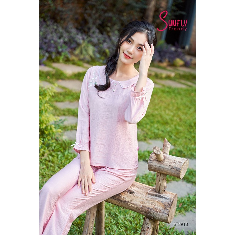 ST8913 - BỘ MẶC NHÀ LINEN ÁO TAY LỠ QUẦN DÀI