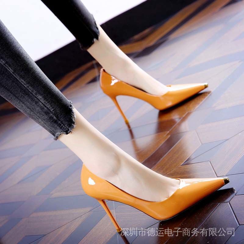 9cm Giày Cao Gót Mũi Nhọn Màu Đen Phong Cách Âu Mỹ Thời Trang 2022 Cho Nữ