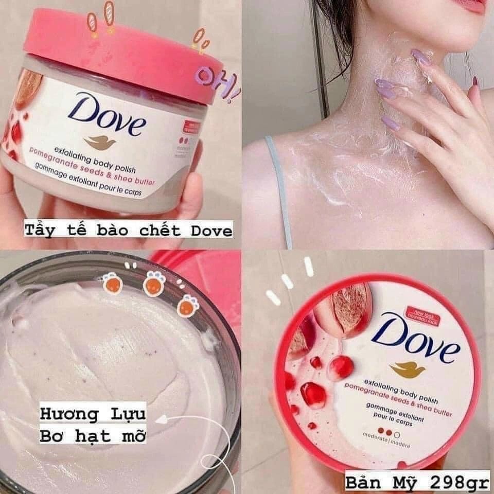 Tẩy tế bào chết Body Dove 298g bản nội địa Mỹ nhiều mùi hương