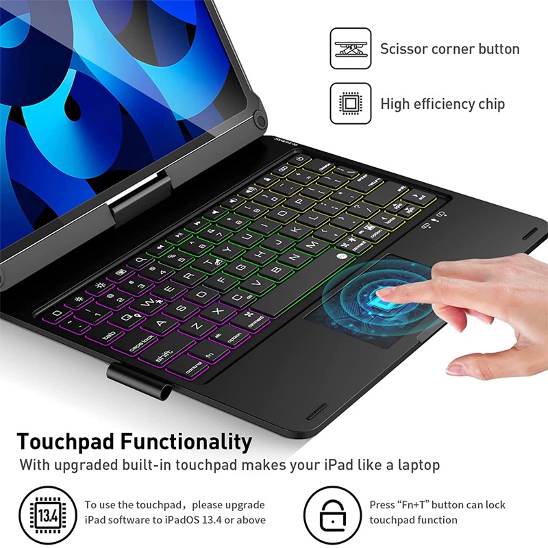 Bao Da Máy Tính Bảng Có Bàn Phím Bluetooth Cho iPad pro 11 pro 10.5 air 3 air 4 air 5 10.2 '' iPad 7th 8th gen 9th 10th