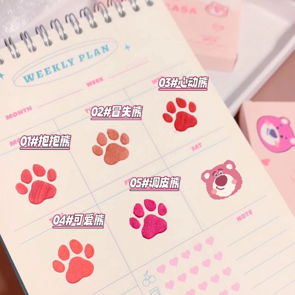 Son Kem Màu Lì Kháng Nước Lâu Trôi Vỏ In Hình Gấu Hồng