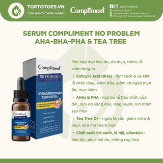 Serum Compliment No problem AHA-BHA-PHA giảm mụn, mờ thâm, se lỗ chân lông cho da dầu mụn 27ml