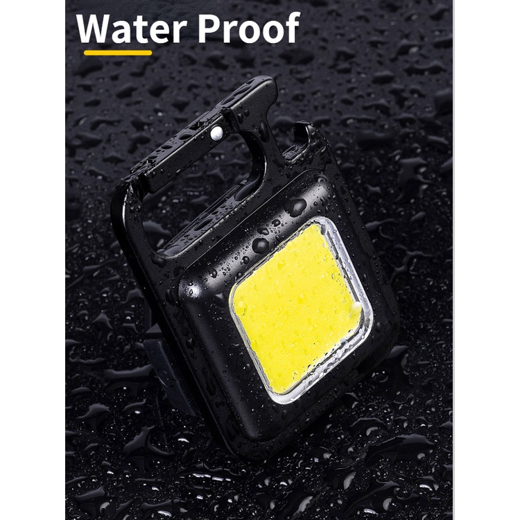 Đèn pin cắm trại khẩn cấp LED COB mini 6cm gắn móc khóa sạc USB từ tính mạnh