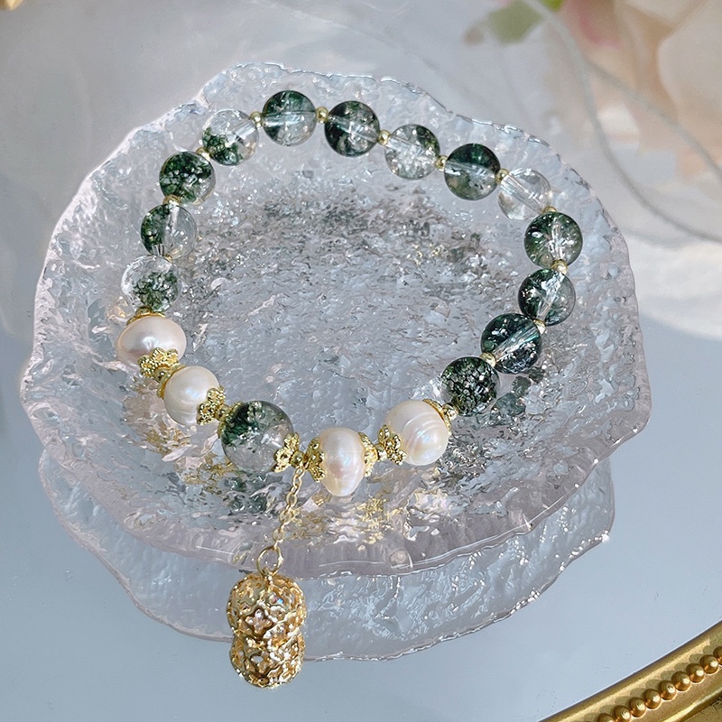 Hàng Mới Về [Hàng Mới Về] Vòng Đeo Tay Mặt Hình Quả Cầu Pha Lê Xanh Lá Thời Trang Thu Đông Dành Cho Bạn Gái