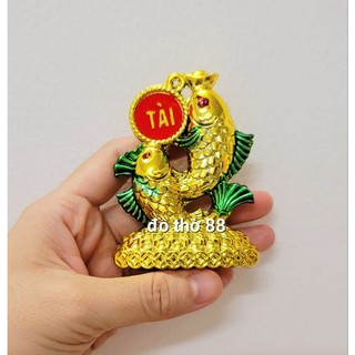 mẫu cá đôi chữ đỏ mẫu làm tháp tỏi tài lộc cao 7,5cm ngang 5,5cm