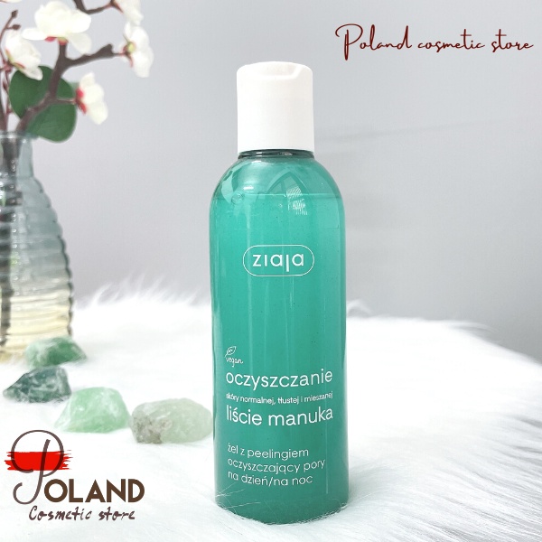 Tẩy da chết Ziaja Manuka 200ml, làm sạch, làm mịn, ngăn ngừa mụn đặc biệt mụn đầu đen