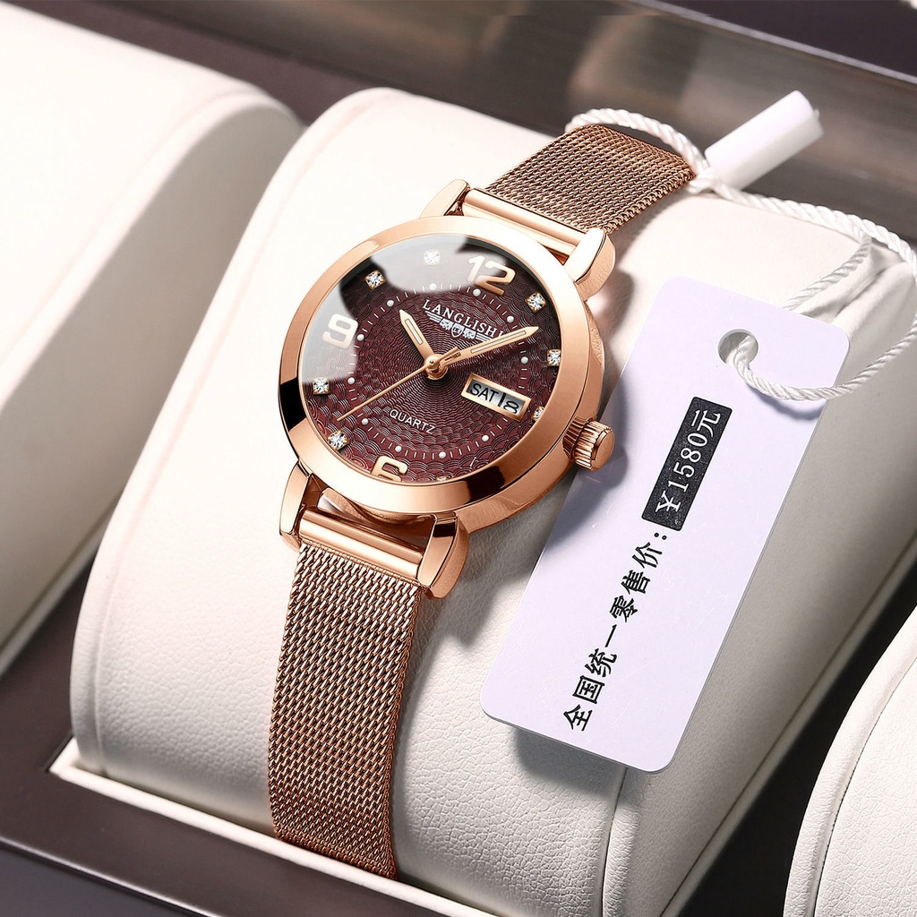 Đồng Hồ Thạch Anh Dạ Quang Tự Động Chống Thấm Nước Thời Trang Hàn Quốc Cho Nữ Sinh