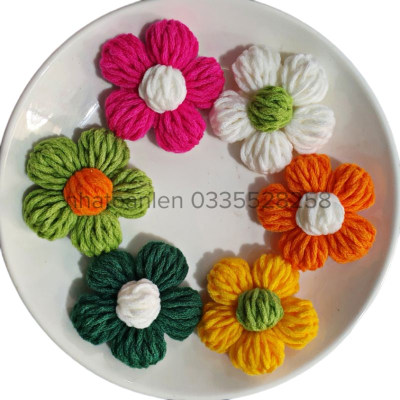 PIN/GHIM CÀI ÁO, BALO HÌNH HOA LEN DỄ THƯƠNG