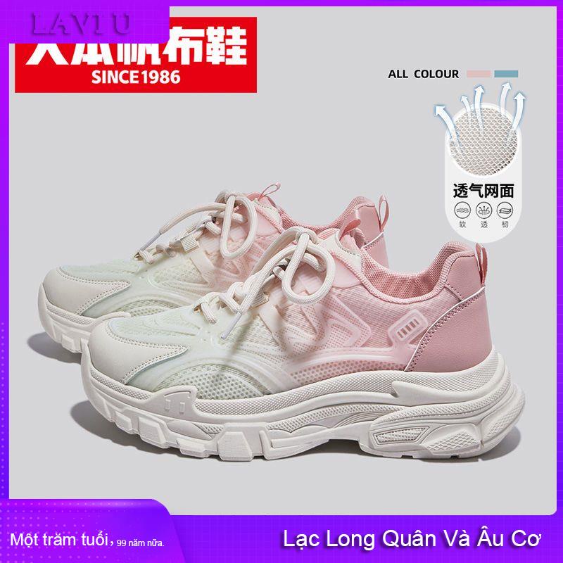C G g Giày Sneaker Mùa Hè Đế Dày Tăng Chiều Cao Phối Lưới Màu Hồng Gradient Cổ Điển qu kh