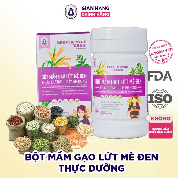 Bột Mầm Gạo Lứt Mè Đen Thực Dưỡng Cô Gái Bhnong 500gr, Thay Thế Bữa Sáng Hoặc Bữa Phụ [HOẢ TỐC]