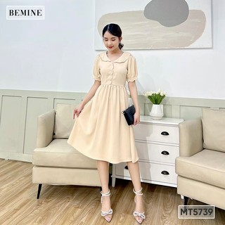 Đầm suông cổ sơ mi lượn sóng bemine mt5739
