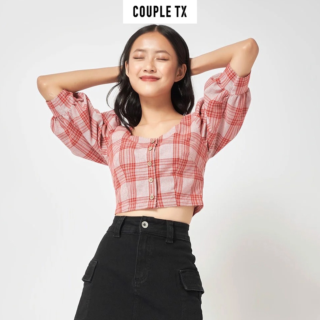 Áo Croptop Nữ Couple TX Caro Tay Lỡ WBL 2001