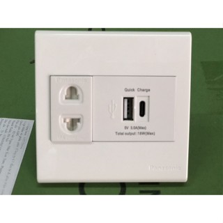 Bộ ổ cắm điện, sạc USB, USB typeC lắp âm tường Panasonic 5V-3A (18W)