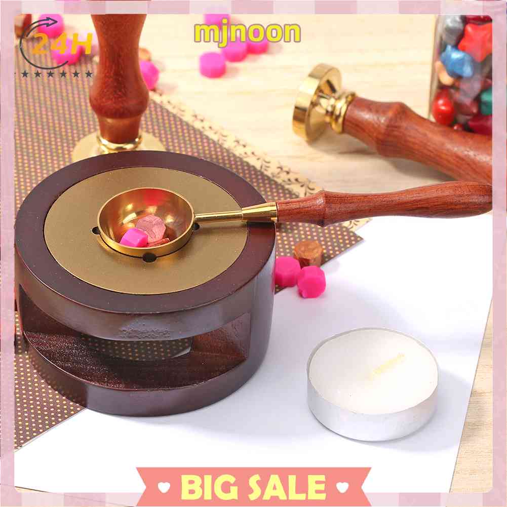 Muỗng Nấu Sáp Niêm Phong Bằng Đồng Thau Cán Gỗ Phong Cách Retro