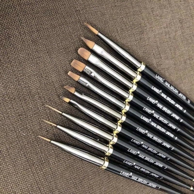 Set bộ cọ 10 cây nail Lawei Chính Hãng chuyên dụng vẽ móng