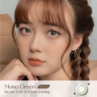 Lens kính áp tròng lensmbd màu mono green ánh xanh mix nâu tây tây full độ cận 0.00-6.5