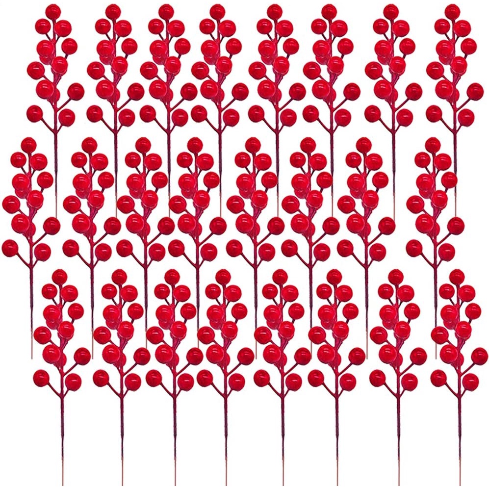 Set 10 Nhánh Cây Giả 12 Trái Mọng Trang Trí Giáng Sinh