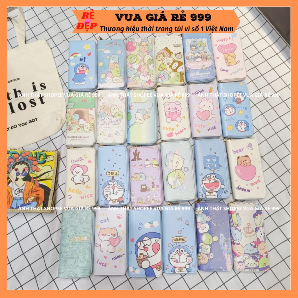 Ví nữ dài cầm tay đẹp dễ thương cute nhiều ngăn có khóa kéo đựng tiền, để thẻ, để điện thoại VD51