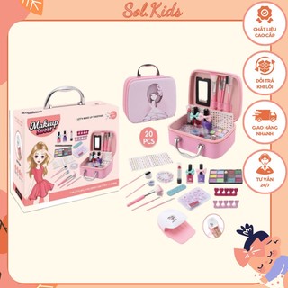 Đồ chơi trang điểm cho bé gái, cốp trang điểm làm móng make up nail thật an toàn cho bé dễ dàng làm sạch với nước