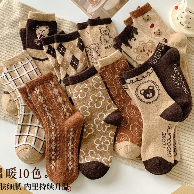 Tất nữ cổ cao hình gấu phong cách vintage Hàn Quốc nhiều mẫu đáng yêu