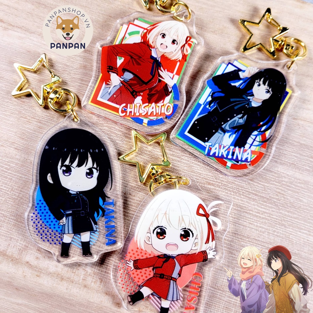 Móc khóa anime Lycoris Recoil (6cm) Takina Inoue, Chisato Nishikigi