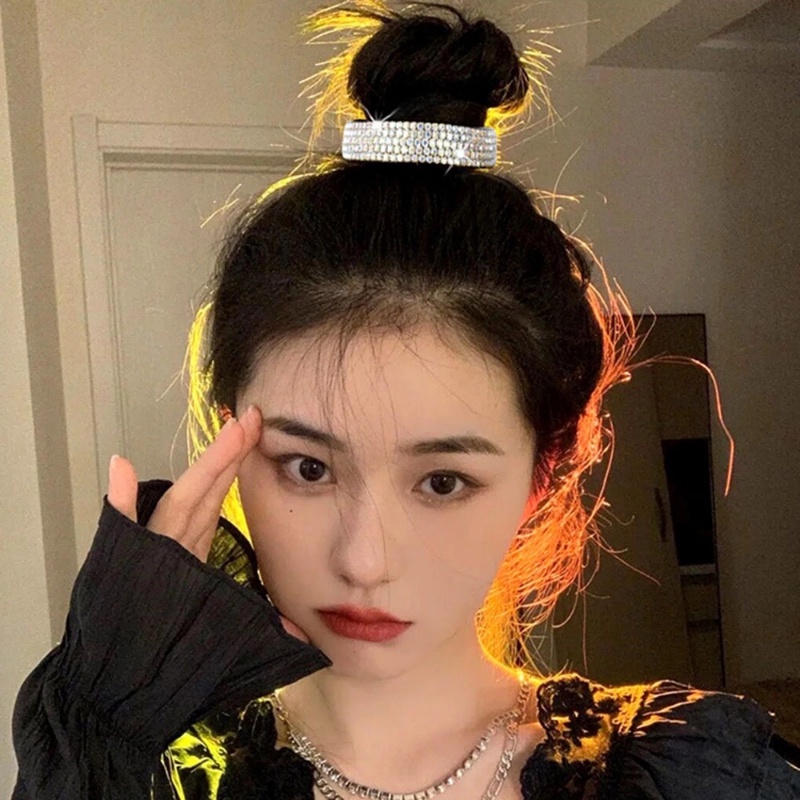 Kẹp Tóc Đuôi Ngựa Đính Đá Lấp Lánh Phong Cách Hàn Quốc