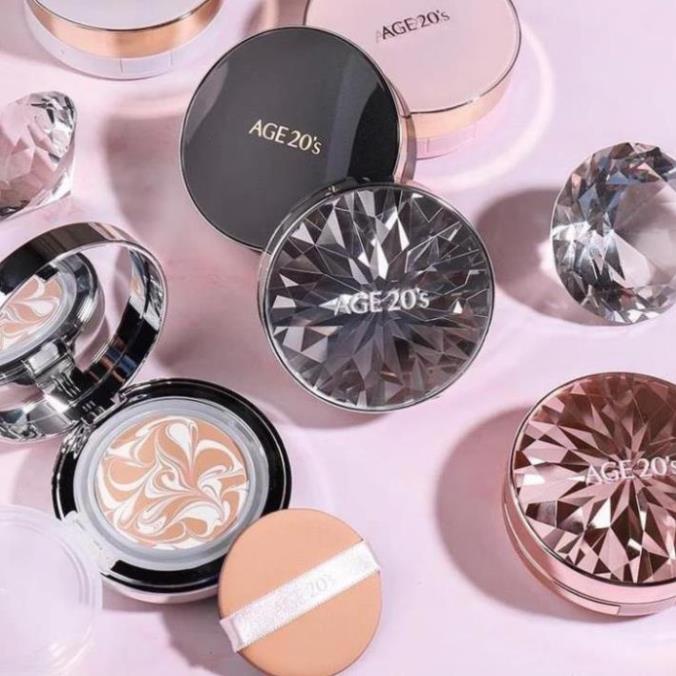 Phấn nền lạnh AGE 20's Essence Cover Pact Original Diamond Edition màu hồng tone 23
