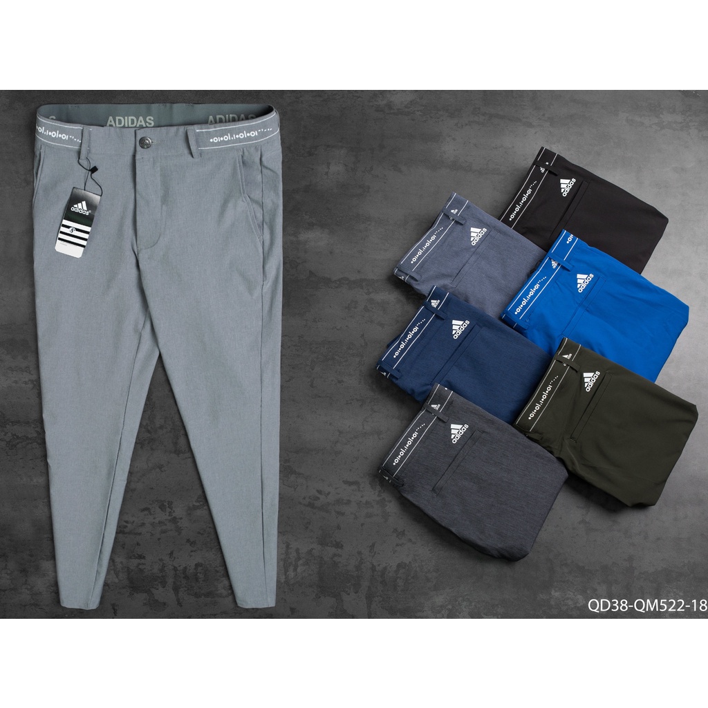 Quần dài golf Adidas xi dãn xịn QD38 - in viền lưng, logo phản quang VNXK