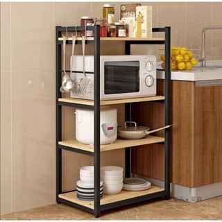 Kệ bếp đa năng 4 tầng, Kệ lò vi sóng khung sắt sàn gỗ chắc chắn XẢ KHO