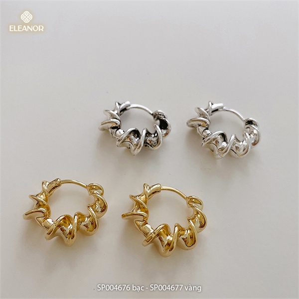 Bông tai nữ chuôi bạc 925 Eleanor Accessories vòng xoắn cá tính phụ kiện trang sức 4676