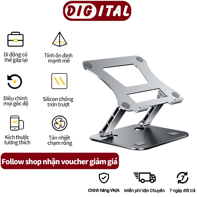 Giá đỡ laptop tablet bằng nhôm kiêm đế tản nhiệt nâng Macbook máy tính bảng Ipad Điều chỉnh mọi góc độ