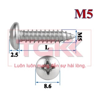 Vít bắt gỗ inox 201 chỏm cầu nhỏ M5