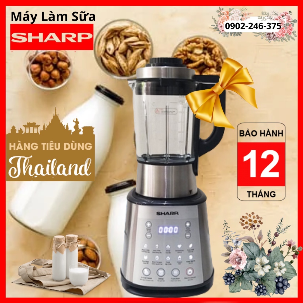 Máy Làm Sữa Hạt, Máy Nấu Sữa Hạt Đa Năng SHARP KS-168 xuất xứ THÁI LAN bảo hành 12 Tháng, Nấu Nhuyễn Không Cần Lọc Ray
