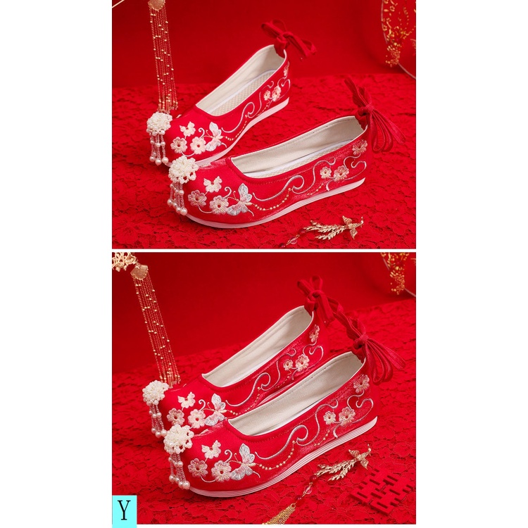 Giày Búp Bê Thêu Họa Tiết Phong Cách Trung Hoa Cổ Điển Cho Cô Dâu