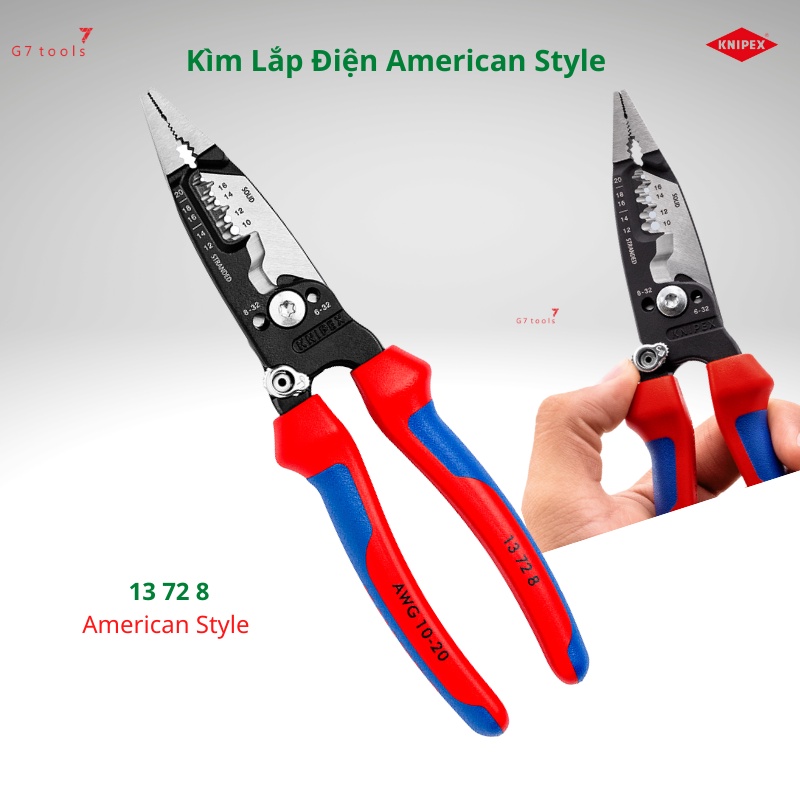 Kìm Lắp Điện 7 Chức Năng Knipex 13 72 8