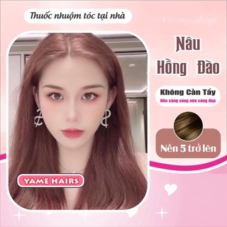Thuốc nhuộm tóc nâu hồng đào tặng bát lược găng tay, trợ nhuộm, thuốc nhuộm tóc tại nhà