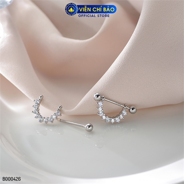 Bông tai bạc nữ hoa mặt trời chốt vặn chất liệu bạc 925 thời trang phụ kiện trang sức Viễn Chí Bảo B000426