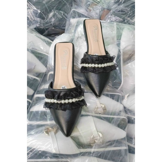 Giày sục nơ ngang đính hạt châu có big size