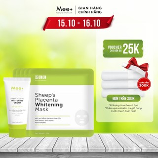 Bộ trắng da face nhau thai cừu MEE NATURAL gồm Kem trắng da chống nắng và 05 Mặt nạ trắng da nhau thai cừu
