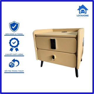 Tủ tab đầu giường thông minh có loa bluetooth, có sạc không dây, khoá vân tay, khoá số điện tử, được bọc da sang trọng