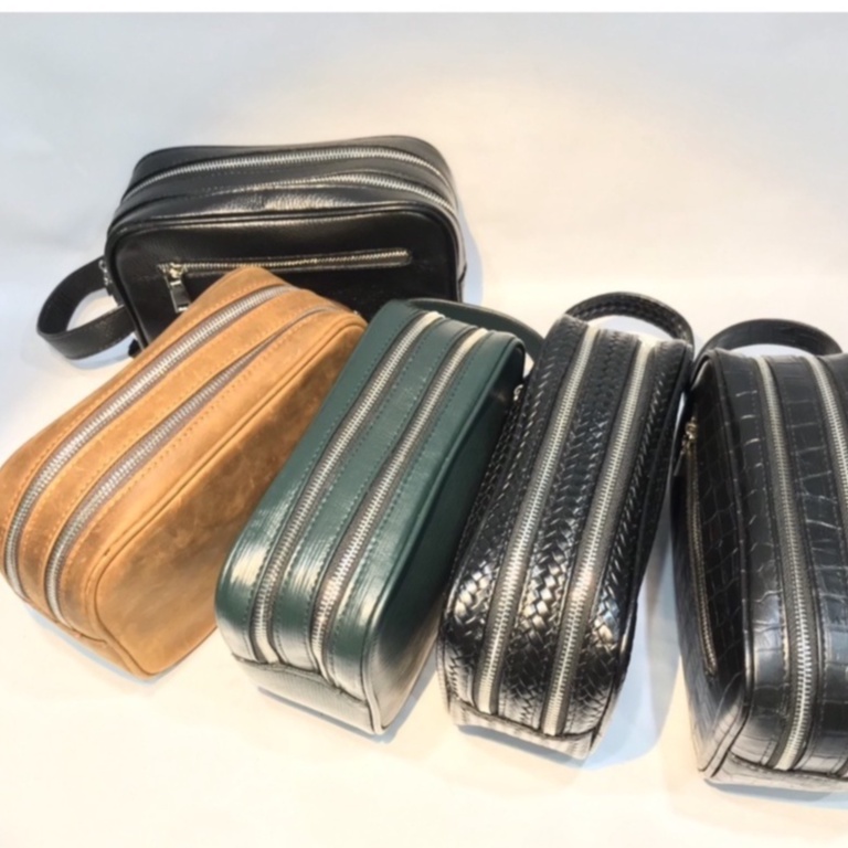 Túi Golf cầm tay, Clutch nam nữ, Túi cắp nách dự tiệc da bò có khoá số an toàn khâu tay thủ công da thật 100%