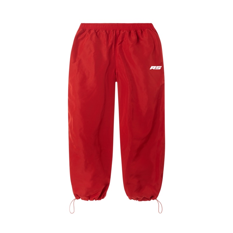 Quần dù màu đỏ Ross Studio chất liệu nylon ống rộng logo in cán lụa - RED PANTS - ROSS STUDIO
