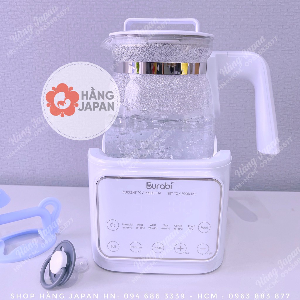 Ấm đun nước BURABI đa chức năng đun sôi, giữ ấm, làm nóng - Bảo hành chính hãng 1 năm