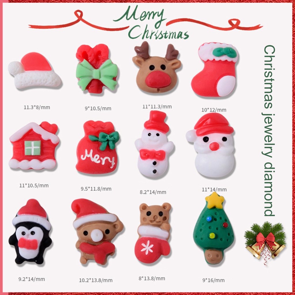 [beautymart] Set 10 Miếng Dán Trang Trí Móng Tay Nghệ Thuật Ba Chiều Thân Thiện Với Môi Trường DIY Phong Cách Giáng Sinh Cho Nữ