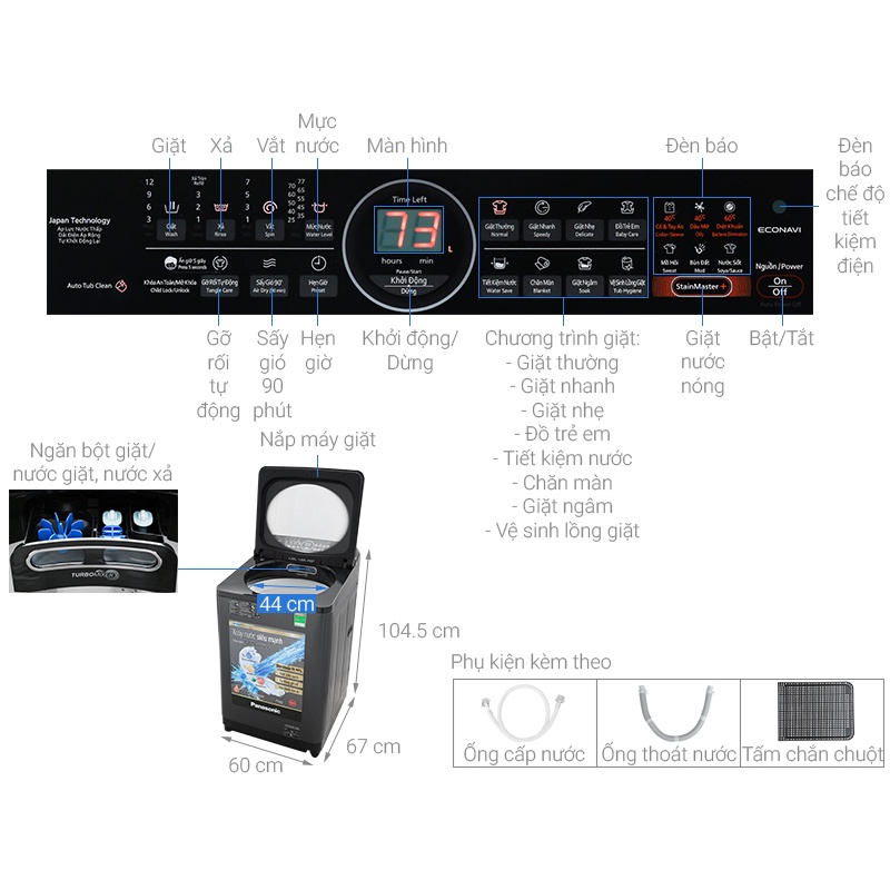 Máy giặt Panasonic Inverter 10.5 Kg NA-FD10VR1BV-dienmaytonkho